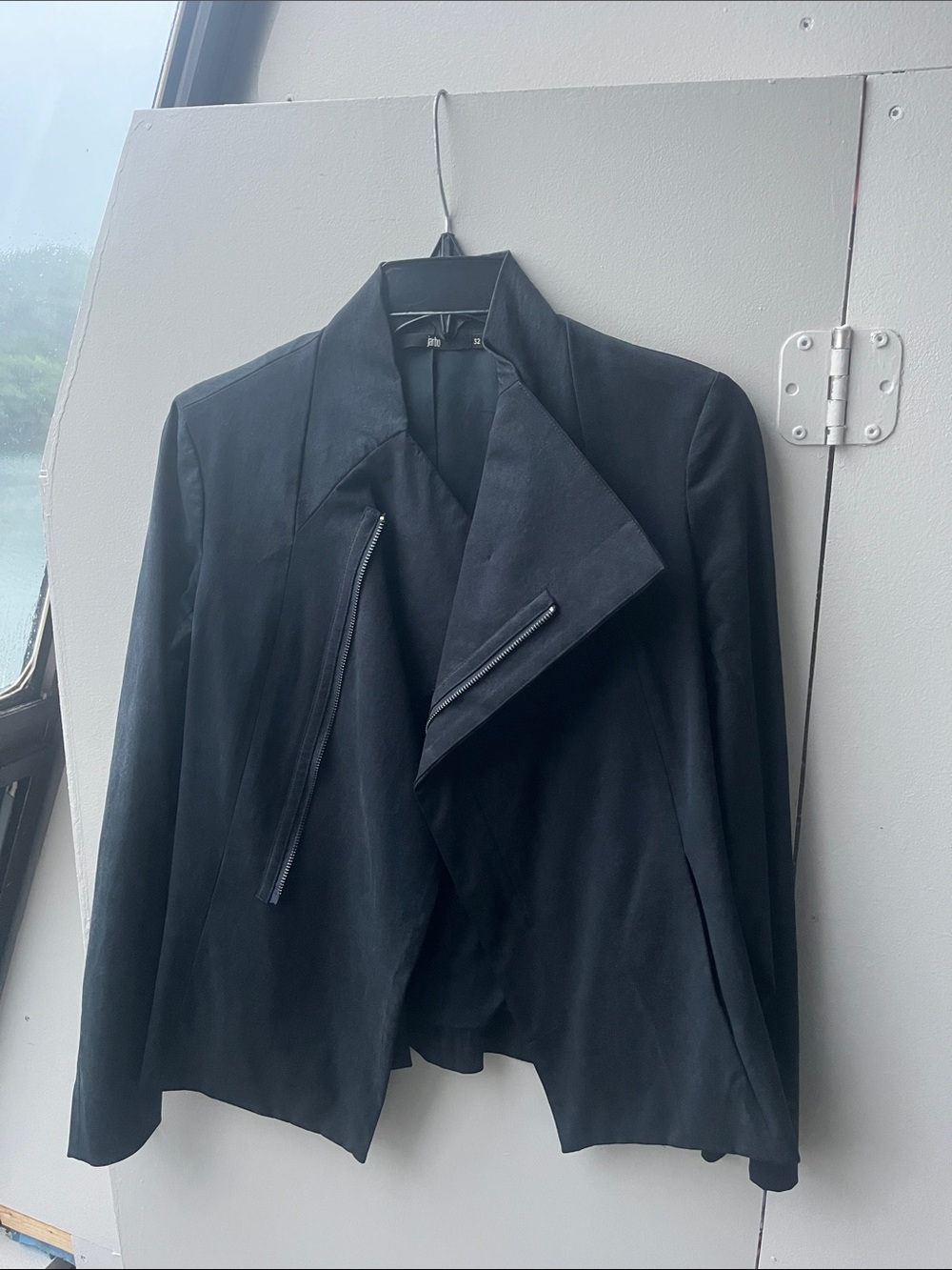 Sleek Black Asymmetrical Zip Blazer - Women’s